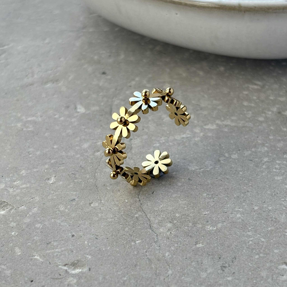 3D Flower Adjustable Gold Ring